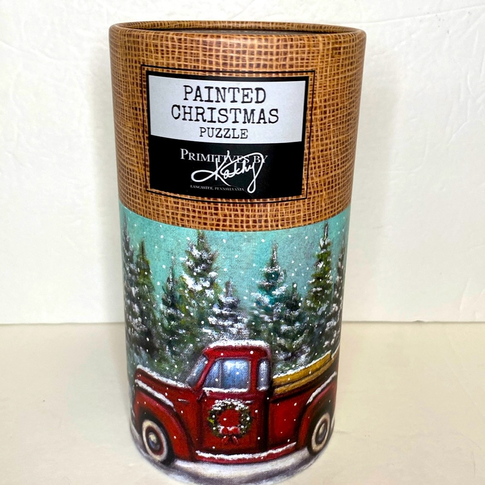 Painted Christmas 1,000 Piece Jigsaw Puzzle Red Truck Primitives By Kathy